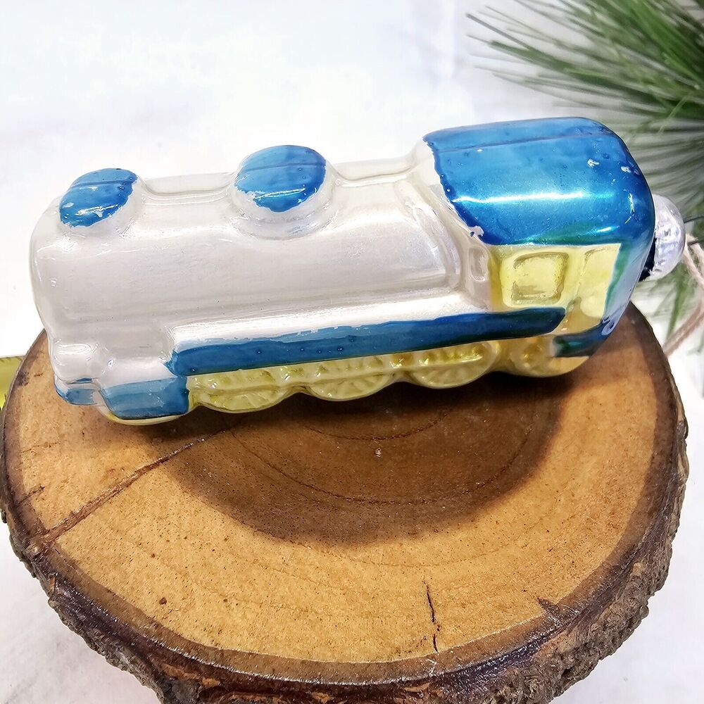 Vintage Train Christmas Mercury Glass Tree Ornament Hand Blown Made Austria 3"